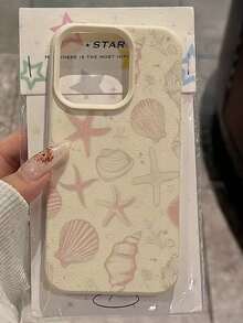 1pc 1pc White Starfish & Shell Pattern Full Coverage TPU Shockproof Phone Case, Compatible With  16, 15, 14, 13, 12, 11 Pro Max, Series  17 Pro Max Case  17 Case  17 Pro Case  16 Case  16 Pro Case - 1pc - 查看 3
