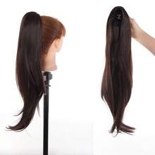 Tóc giả đuôi ngựa dài 18 inch thanh lịch dành cho nữ - Tóc giả thẳng tổng hợp, bồng bềnh và đa năng. - Dark Brown - Xem 19