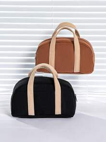 1pc Plush Pencil Bag Hand Bag Stationery Box, Pen Storage Pouch, Large-Capacity Soft Touch With Handle, Toiletry Travel Bag, Stationery Organizer, Marker Case, Pen Holder, Desk Multi-Functional Stationery Box - Pencil Bag - View 4