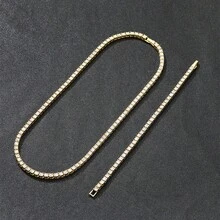 1条4毫米镶钻网球链项链，可叠戴，适合休闲装、摇滚、说唱、嘻哈风格。 - 時尚網球鏈 - 查看 8