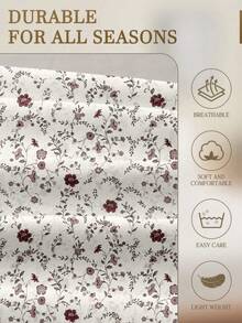 1件装时尚花卉花园图案床笠，适用于各种尺寸床垫——双人床、标准双人床、大号双人床、特大号双人床，深口袋11.8英寸，柔软透气，抗皱，睡眠舒适，可机洗，宿舍必备 - 彩色 - 查看 6