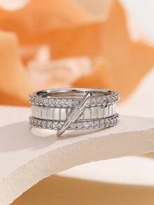 时尚人造锆石组合多层可活动多环钥匙扣，多色金环，适合女性日常佩戴 - 套戒2 - 查看 5