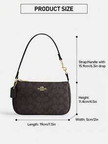 COACH Nolita 19 Classic Canvas Printed Zipper Shoulder Bag, Elegant Compact Women's Handbag, High-Quality Fashion Designer Wallet, Suitable For Daily Use And Special Occasions - Walnut Wood Color - View 6