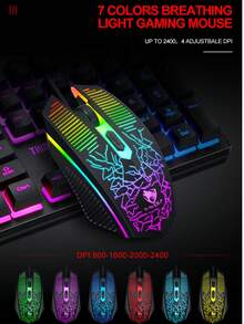 Juego de 3 piezas TF31 de ratón, teclado y alfombrilla de ratón, conjunto de juego con teclado y ratón retroiluminados de sensación mecánica - Ver 6