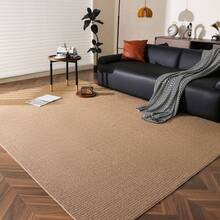 Washable Non-Slip Living Room Bedroom Carpet, Faux Jute Rug, Faux Woven Living Room Bedroom Carpet With Natural Rubber Backing - Mocha Brown - View 13