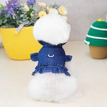 7pcs1 New Two-Legged Traction Buckle Vest Imitation Denim Spring And Autumn Clothes Bichon Teddy Pomeranian Small Dog Pet Clothes - Blue - View 10