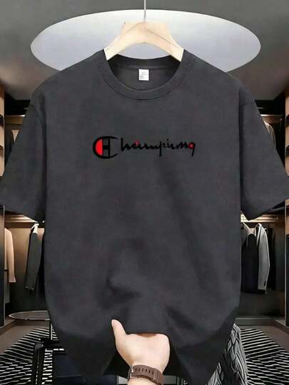 Unisex Camiseta Champion Negra Hombre 1 unidad de 100% algodón puro Estilo Deportivo Camisa de T con Estampado Digital de 220 Gramos Logo Champion Camisa de Hombre con Cuello Redondo y Mangas Cortas para Tiempo Libre,"Note: Please wear skin-colored undergarments. "