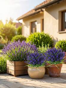 6pcs Artificial Lavender Flowers, Outdoor Artificial Baobab Tree Fake Plants, UV-Resistant Potted Decorative Plants, Faux Greenery Shrubs, Suitable For Window, Garden, Balcony, Hanging Planter, Outdoor Wedding - Multicolor - View 2