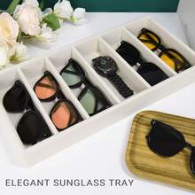 Velvet Fashion Glasses Organizer - Multifunctional Glasses, Jewelry (Rings, Necklaces, Bracelets, Watches) Storage Tray, Unisex - Beige - View 3