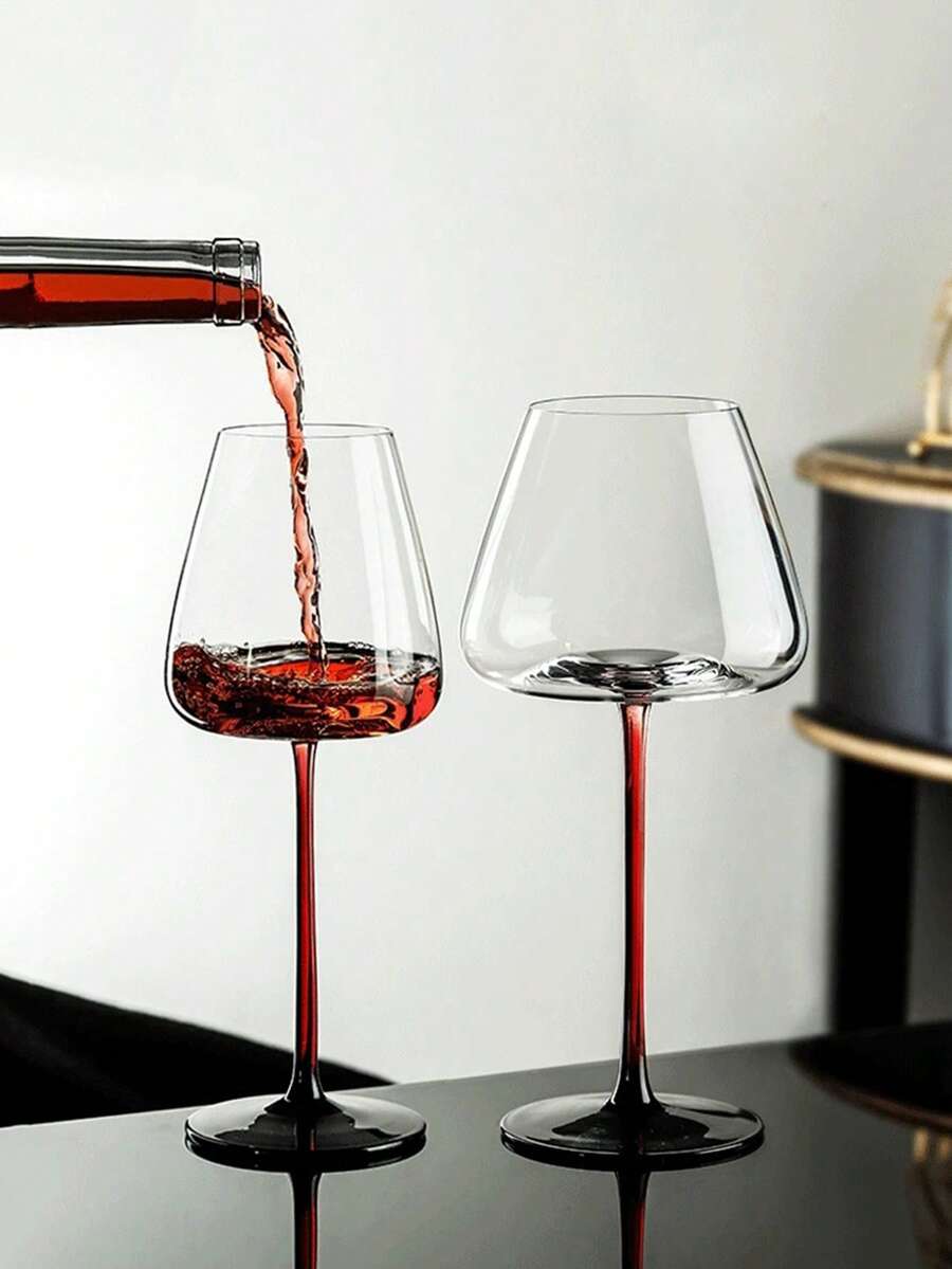 2 ly thủy tinh chân dài 710ml kiểu Burgundy, ly rượu vang Burgundy cỡ lớn 25oz, ly sâm panh thanh lịch, đồ thủy tinh pha lê cho gia đình hàng ngày và những dịp đặc biệt, bữa tối lãng mạn dưới ánh nến.