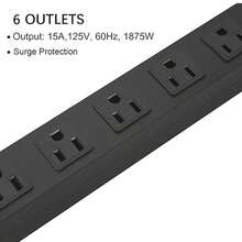 Regleta con Protector contra Sobretensiones de 6 Tomas, Cable de 3.3 pies con Interruptor Iluminado, para Hogar, Oficina, Colegio, Tienda y Garaje, 15A 125V 1875W, 14AWG, Blanco - Tipo de Enchufe A USA (110-127V) - Ver 6