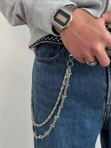 Gothic Cross Linked Men's Body Chain, Hip Hop Fashion Accessory Pants Pocket Chain - Silver - View 6