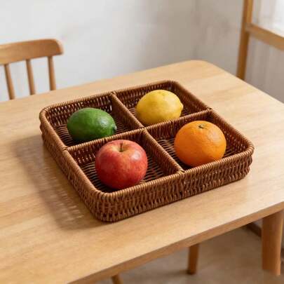 Giỏ đan đựng trái cây, giá đựng bánh, chống thấm nước, có thể đặt trên bàn hoặc trong bếp/phòng ăn để đựng trái cây, bánh ngọt, trái cây khô, vừa trang trí vừa hợp vệ sinh.