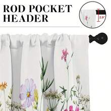 1/2/3pcs Spring Flower Kitchen Window Curtains Valance And Tier Set , Pink And Purple Floral Summer 3pcs Set Short Curtains For Window Treatment Tiers For Living Room Bedroom - 1件-60*18吋(152*46公分) - 查看 5