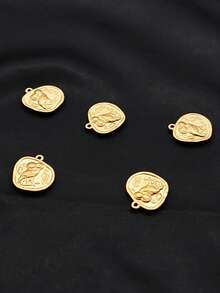 5 Stücke/Set Eulen Muster Lässig Stil Schmuckanhänger Accessoires, geeignet für den täglichen Gebrauch - Goldgelb - Übersicht 4