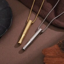 1件极简冥想呼吸放松不锈钢哨子吊坠项链 - 銀色 - 查看 4