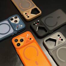 1个黑色穿孔散热磁吸无线充电一体式金属独立按键精准开孔摄像头大窗口半透明背板TPU软边机械风格双挂绳孔全覆盖AI按键重型防震手机壳，兼容苹果17Pro/17ProMax/16Pro/16ProMax/16Plus/16/15Pro/15ProMax/15Plus/15/14Pro/14ProMax/14Plus/14/13Pro/13ProMax/13/12Pro/12ProMax/12/11 - 黑色 - 查看 8