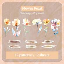 Worry-Free Flower Transparent Waterproof Pet Stickers Set 72 Patterns Simulated Flower Plant Stickers No Repeat Modern Minimalist Creative Decorative Stickers Funny Stickers Kindle Scrapbook Supplies Laptop Sticker - Multicolor - View 7