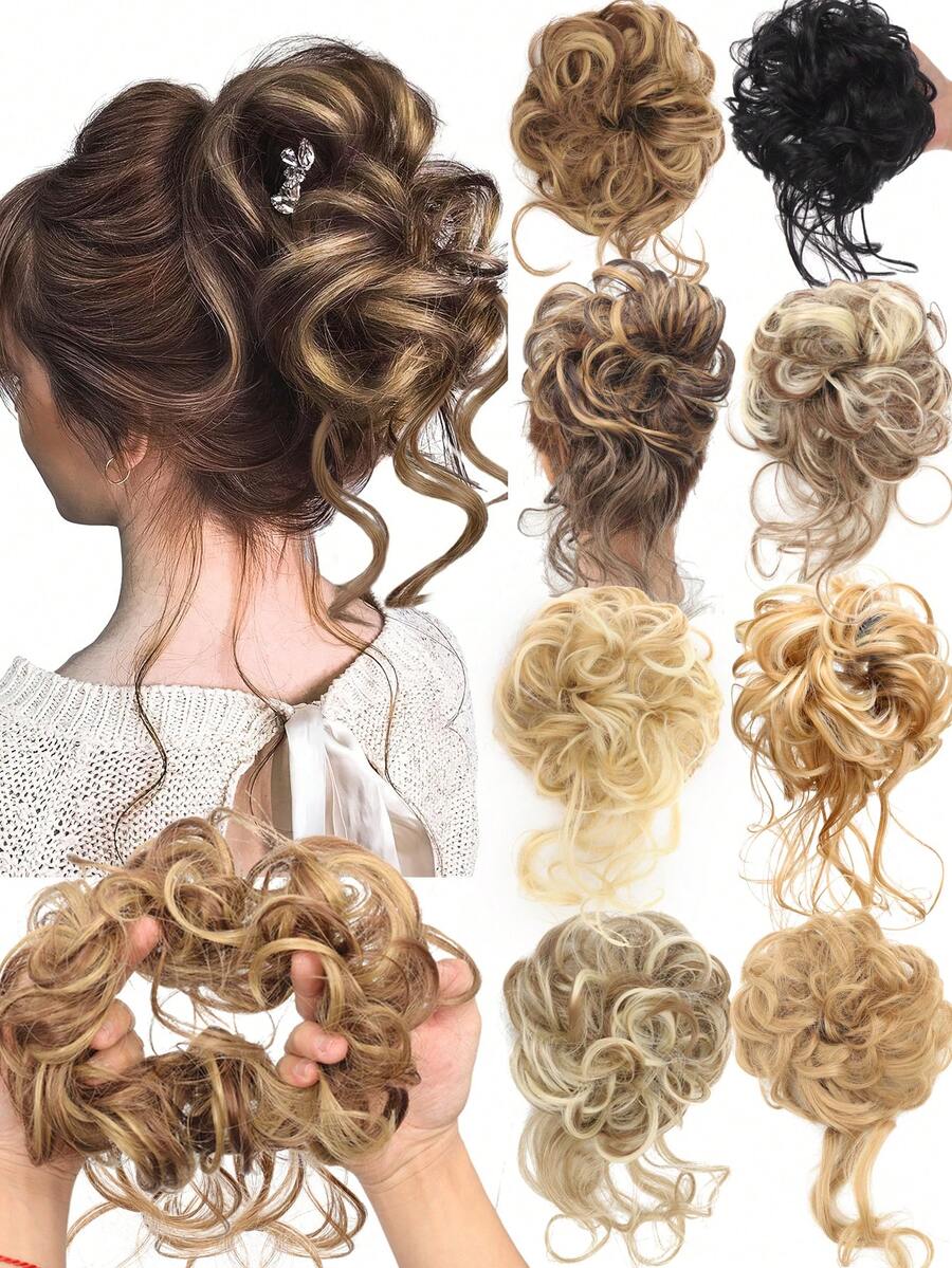 8 Inch Curly Braided Hair Bun, Wavy Ponytail, Made Of High-Quality Synthetic Fiber, Suitable For Women