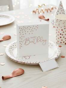 40/20/1 chiếc khăn ăn dùng một lần cho tiệc sinh nhật, bộ đồ ăn dùng một lần, kích thước 10*10 inch, khăn ăn 3 lớp dày dặn, thấm hút tốt, khăn ăn tráng miệng mạ vàng hồng sang trọng, trang trí tiệc tối cho phái nữ, ngày Valentine, đám cưới, sinh nhật. - Xem 1