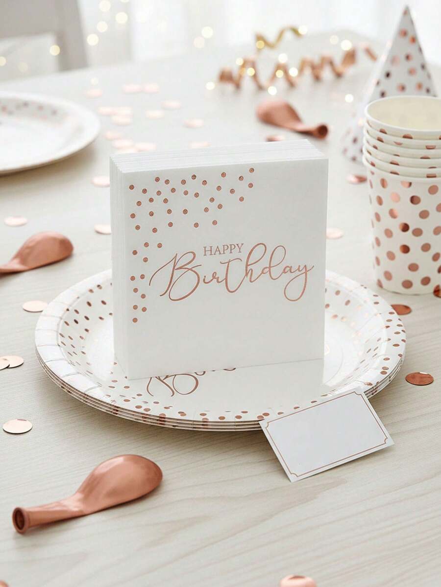 40/20/1 chiếc khăn ăn dùng một lần cho tiệc sinh nhật, bộ đồ ăn dùng một lần, kích thước 10*10 inch, khăn ăn 3 lớp dày dặn, thấm hút tốt, khăn ăn tráng miệng mạ vàng hồng sang trọng, trang trí tiệc tối cho phái nữ, ngày Valentine, đám cưới, sinh nhật. - Xem 1