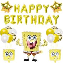 SpongeBob SquarePants Bộ 18 bóng bay bằng giấy bạc, đồ chơi trang trí tiệc sinh nhật chủ đề hoạt hình, trang trí tường tiệc sinh nhật. - Bộ - Xem 11