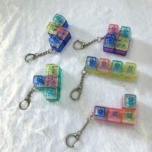 1个减压钥匙扣，键盘按键设计，成人指尖玩具，按压式钥匙圈，舒缓压力，集中注意力，放松身心 - 彩色 - 查看 2