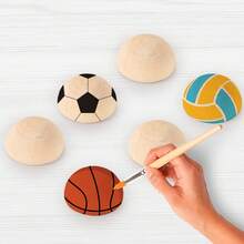 20/50pcs Wood Bead Set, Semi-Circle/Semi-Sphere Shape, DIY Craft Material, Wooden Semi-Ball Beads - Wood Color - View 4