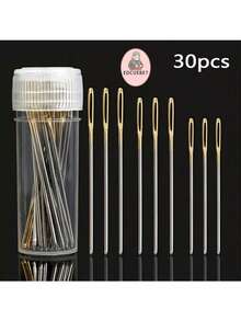 EDCUEBE7 30入組3尺寸十字繡針套裝，配有針儲存器和針線穿線器，適用於手工刺繡DIY（盒子顏色隨機） - 彩色 - 查看 10