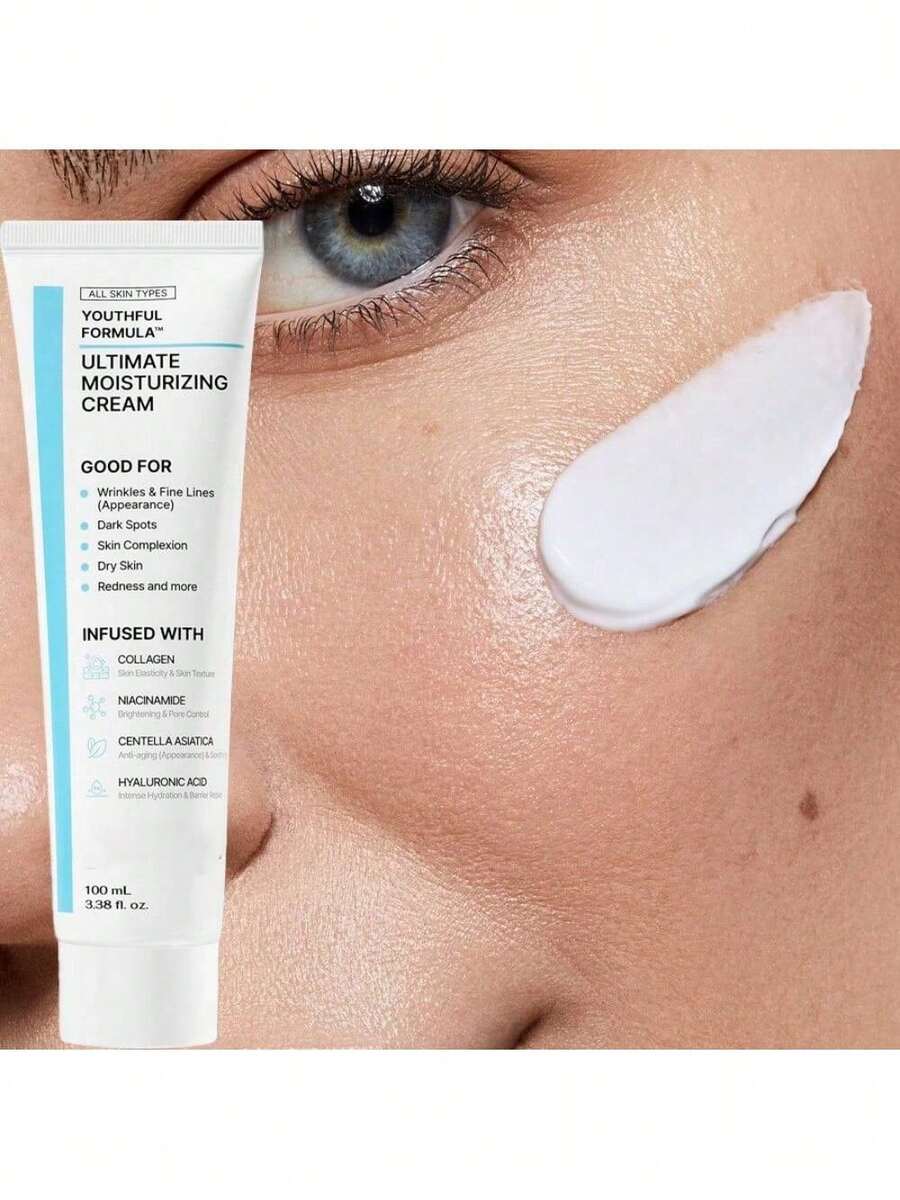 Ultimate Moisturizing Cream | Centella Asiatica, Niacinamide, Hyaluronic Acid, Collagen | Wrinkles, Fine Lines, Dark Spots, Dry Skin, Redness | 3.38 Fl. Oz., 100ml - trắng - Xem 1
