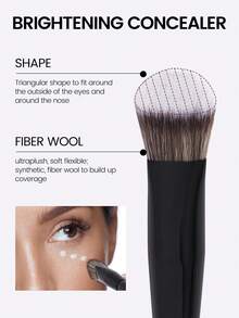 MAANGE 6pcs Professional Makeup Brush Set: Blush Brush, Powder Brush, Foundation Brush, Blending Brush, Eyeshadow Brush, Concealer Brush, Highlighter Brush, Contour Brush, Nose Shading Brush, Makeup Tools Cosmetic Brush Set Beauty Brush Kit Gift For Women & Girl Travel Makeup Brush Set - Black - View 6