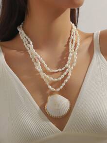Seashell Necklace, European And American Style Vacation Elegant Necklace, Ocean Seashell Pearl High-End Necklace - Beach Seashell Pendant Necklace - View 7
