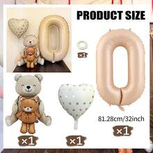 1/2/3/4pcs Sitting Brown Bear Balloon Set, Brown Base Balloons, Suitable For Birthday Party Atmosphere Decoration, Indoor Tabletop Gathering Arrangement, Wedding Ceremony & Theme Party Decor - Digital Bear - View 11
