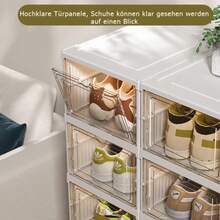  3/6/12 Stück/Set Schuhbox Set Schuhkarton transparente stapelbare Schuhaufbewahrungsboxen, platzsparende faltbare Schuhregale, Behälter für Sportschuhe, hochwertige Schuhorganizer, Schuhboxen Aufbewahrung stapelbar Set - Übersicht 5