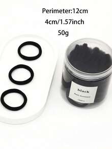 50pcs/Can Women's Basic High Elasticity Hair Ties For Ponytail, Hairstyle Casual,Woman Head Accessories, Woman Hair Accessories Ponytail Holders Hair Elastics Hair Rubber Bands Scrunchies Hair Rope, Hair Bobbles ,Gym Sport Outfit Gym Beauty Makeup Woman Accessories Elastic Band Black Seamless Hair Ties No Damage Elastic Hair Bands Basic Black Ponytail Holders Thick Hair Black Hair Elastics Bulk Black Hair Tie Set Essential Women's Accessories - 黑色 - 查看 4
