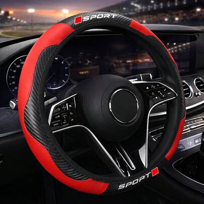 1 pieza Funda universal para volante de coche | Aspecto de fibra de carbono y agarre de cuero sintético | Diseño antideslizante y transpirable | Sensación cómoda a la mano | Resistente al calor y al frío | Fácil instalación | Para sedán, SUV y camión