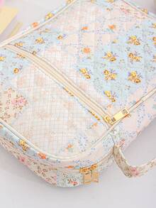 1pc Large Kids Book Protector, Kids School Supplies Case, Bible Book Protector, Quilted Bible Bag, Spacious Portable Dustproof Book Cover, Floral Pattern Bible Organizer Bag (Quilted Organizer With Handle), Book Protector, Home Organizer With Zipper Bag And Handle, Bible Study Supplies, Teacher Gift, Back-To-School Gift, Cute Birthday Gift For Girls - Multicolor - View 7
