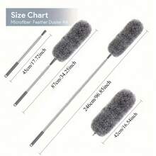 Plumero de microfibra, plumero de plumas extensible (acero inoxidable) de 33 a 98 pulgadas, plumeros reutilizables y flexibles, plumeros lavables para limpiar ventiladores de techo, techos altos, persianas, muebles, automóviles y herramientas de jardín - gris - Ver 3