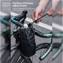 1个自行车水壶袋，防水保温自行车水杯架，适用于公路自行车和山地自行车，大容量工具包 - 黑色 - 查看 2