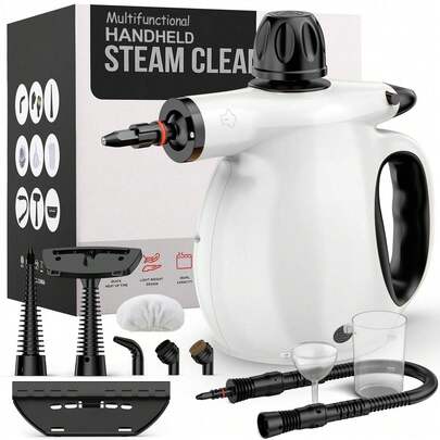 ( 13-IN-1 Portable Steam Cleaner) Powerful Rapid Heating, 9.2FT Extended Power Cord & Safety Lock, 12pcs Multi-Surface Cleaning Accessories,Suitable For Various Settings Like Living Rooms, Bedrooms, Kitchens, Car Upholstery, And Tile Grout. It Efficiently Cleans Everything From Stubborn Grease Stains To Dust In Crevices. 100% Natural Cleaning& Chemical-Free