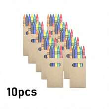 1 Box (6pcs) / 10 Boxes (60pcs) / 20 Boxes (120pcs) Mini Painting Colored Wax Crayons Set, Portable Short Thick Pre-Aligned Colored Wax Crayons For Painting Classroom Supplies, Small Birthday Gift, Christmas, Holiday Gift - A - View 8