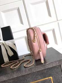 Pink Heart - Shaped Quilted Chain Crossbody Bag For Women - 19 * 18 * 6cm - Cute Casual Shoulder Purse​ - 粉色 - 查看 2