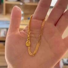 1pc Stainless Steel Fashionable Luxury Creative New Chinese Style Double-Sided Fu Character Bracelet For Women, Elegant Minimalist Titanium Steel Bead Charm Bracelet - Gold Ingot Bracelet - View 2