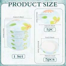 PH PandaHall - Paleta de pintura de cerámica de 5 capas bandeja de mezcla apilable paleta de pintura de porcelana bandeja de pigmentos plato redondo de acuarela con tapa para artista gouache chino - Verde hoja flor - Ver 2