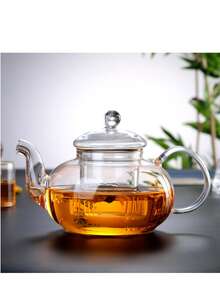 耐热玻璃茶壶，带过滤器和南瓜形手柄，加厚玻璃茶壶，适合家庭使用 - 彩色 - 查看 5