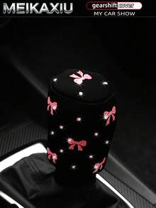 MEIKAXIU 1 pieza Cubierta de volante redonda cómoda con lazo brillante dorado, accesorios de decoración para automóvil para mujeres - Cubierta de entrepierna con lazo estampado en oro - Ver 10