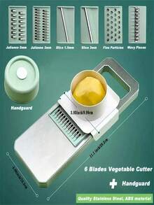 不锈钢多功能蔬菜切片切丝器套装，带可更换刀片，手动厨房小工具套装，适用于土豆、胡萝卜、黄瓜等蔬菜。 - 彩色 - 查看 5