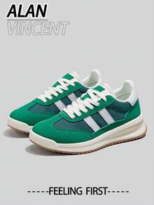 Alan Vincent [Retur/schimb gratuit] [Serie ușoară și respirabilă] Pantofi verzi noi de primăvară cu talpă groasă, adidași la modă, pantofi sport casual, pantofi de birou, material tip plasă, pantofi de damă moi și confortabili pentru purtare zilnică - Verde - Vizualizare 7