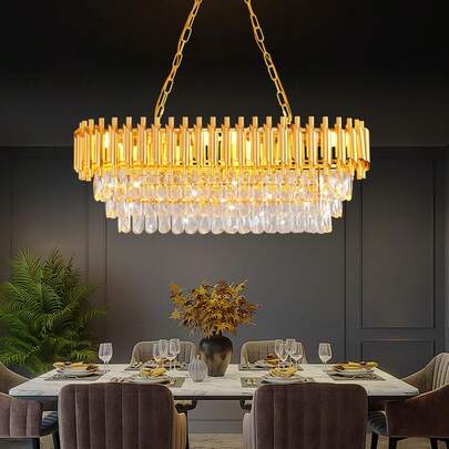 Lampadario moderno da ristorante a 8 luci, lampadario nero e oro, soggiorno, lampadario ovale moderno da soffitto, lampadario da cucina, isola, bar, L80CM