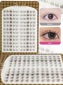 120Pcs Brown Magnolia Lashes Manga Lashes Natural Look Individual Lash Wispy Silky Anime Eyelashes Cluster Japanese Cosplay False Eyelashes Reusable, Look Like Extensions - C - View 3